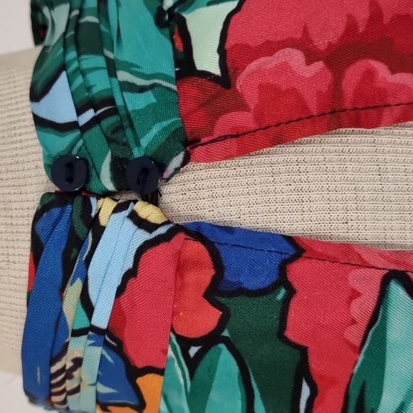 Zara, high neck, 80's colourful floral long flared sleeve shift dress, size L - Picture 7 of 9